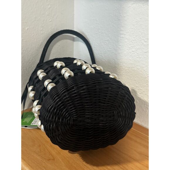 Kate Spade New York x Target Pearl Embellished Black Basket Bucket Bag NWT - Picture 5 of 8